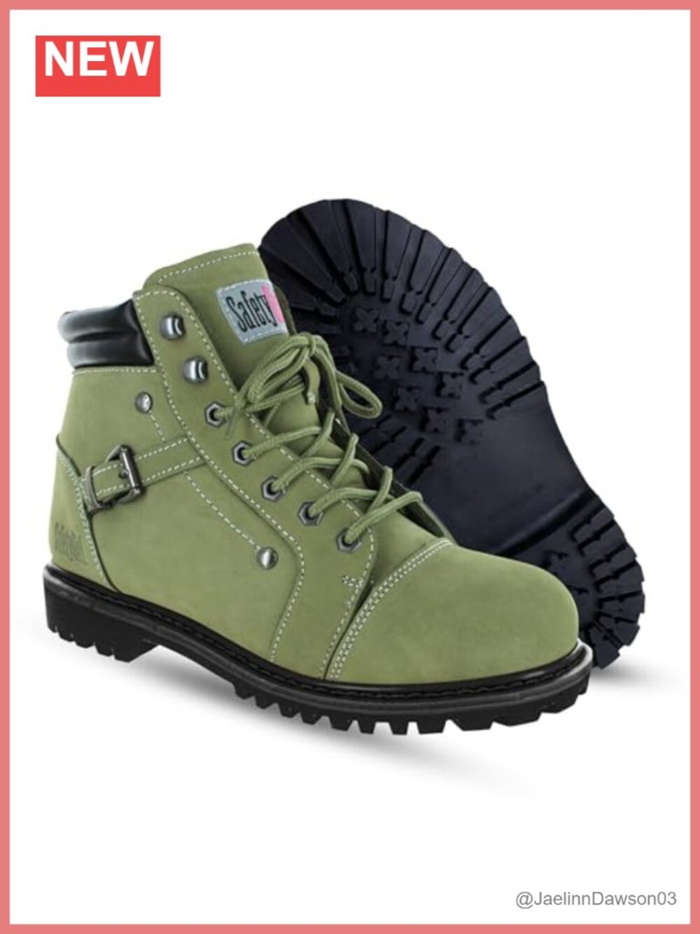 Women's Steel Toe Work Boots Water Resistant Nubuck Leather Lace-Up Ankle Boot